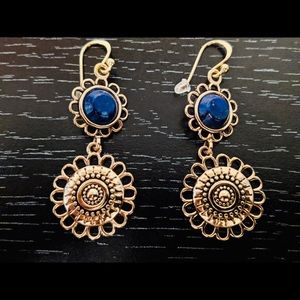 BARSE Designer Genuine Bronze and Lapis Earrings